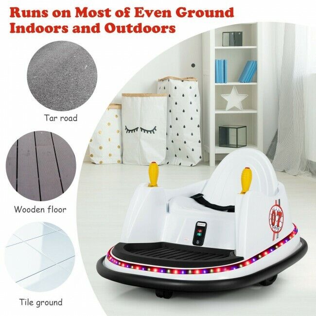 360-Degree Spin Race Bumper Car 6V Ride On with Remote Control for Kids