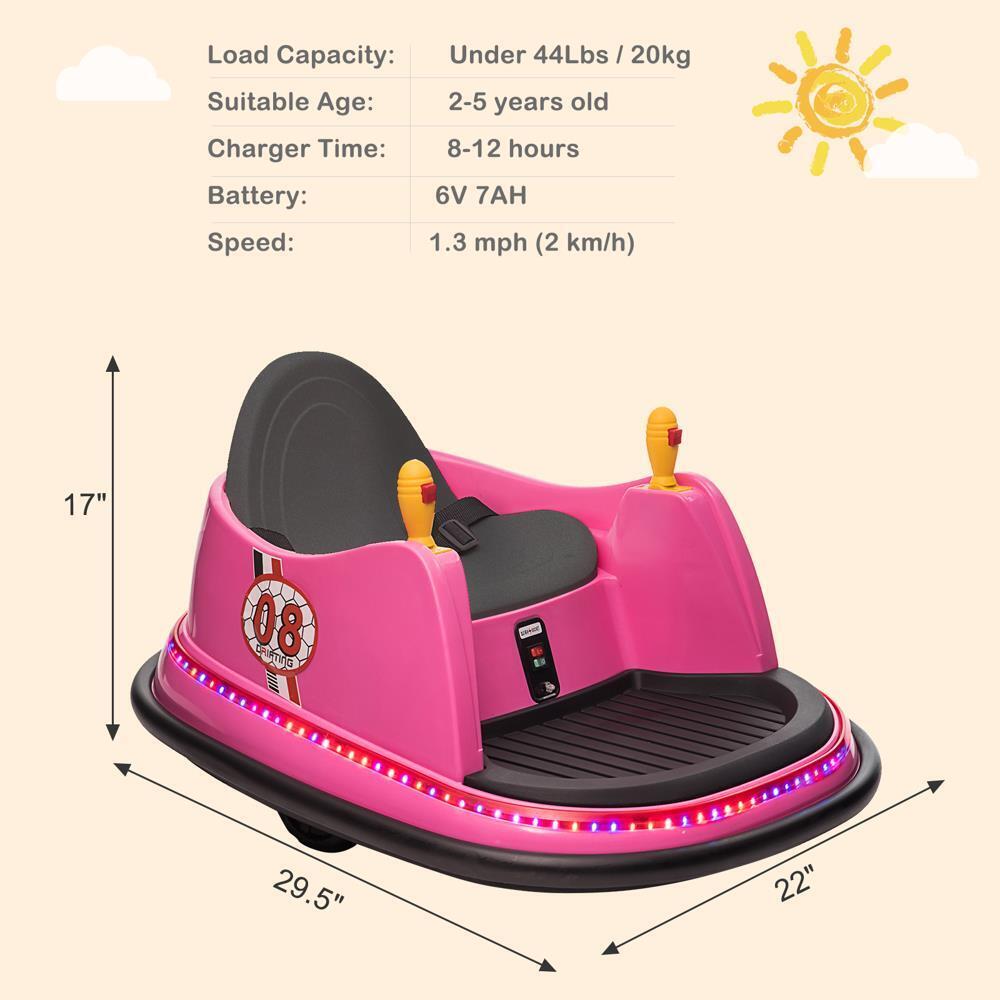 360 Degrees Electric 6V Ride Bumper Car for Kids with Remote Control - ASTM-Certified