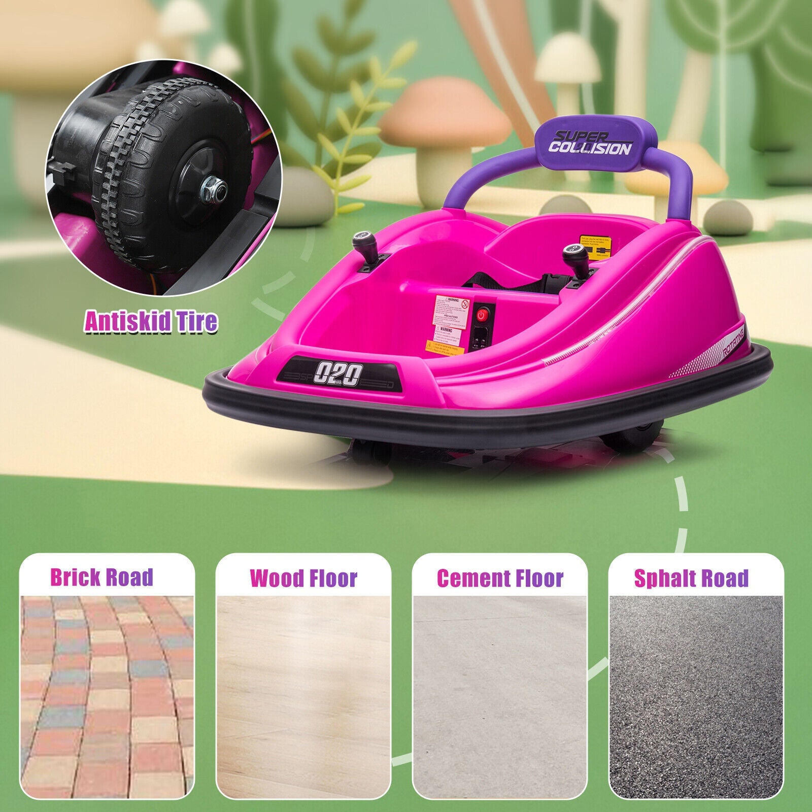 360° Electric Bumper Car for Kids & Toddlers with Remote Control - 2 Modes