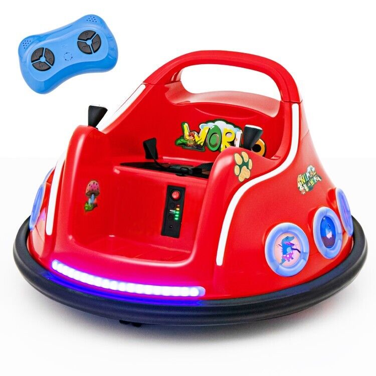 360° Electric Bumper Car for Kids with Remote Control and LED Lights - 12V Ride-On Vehicle