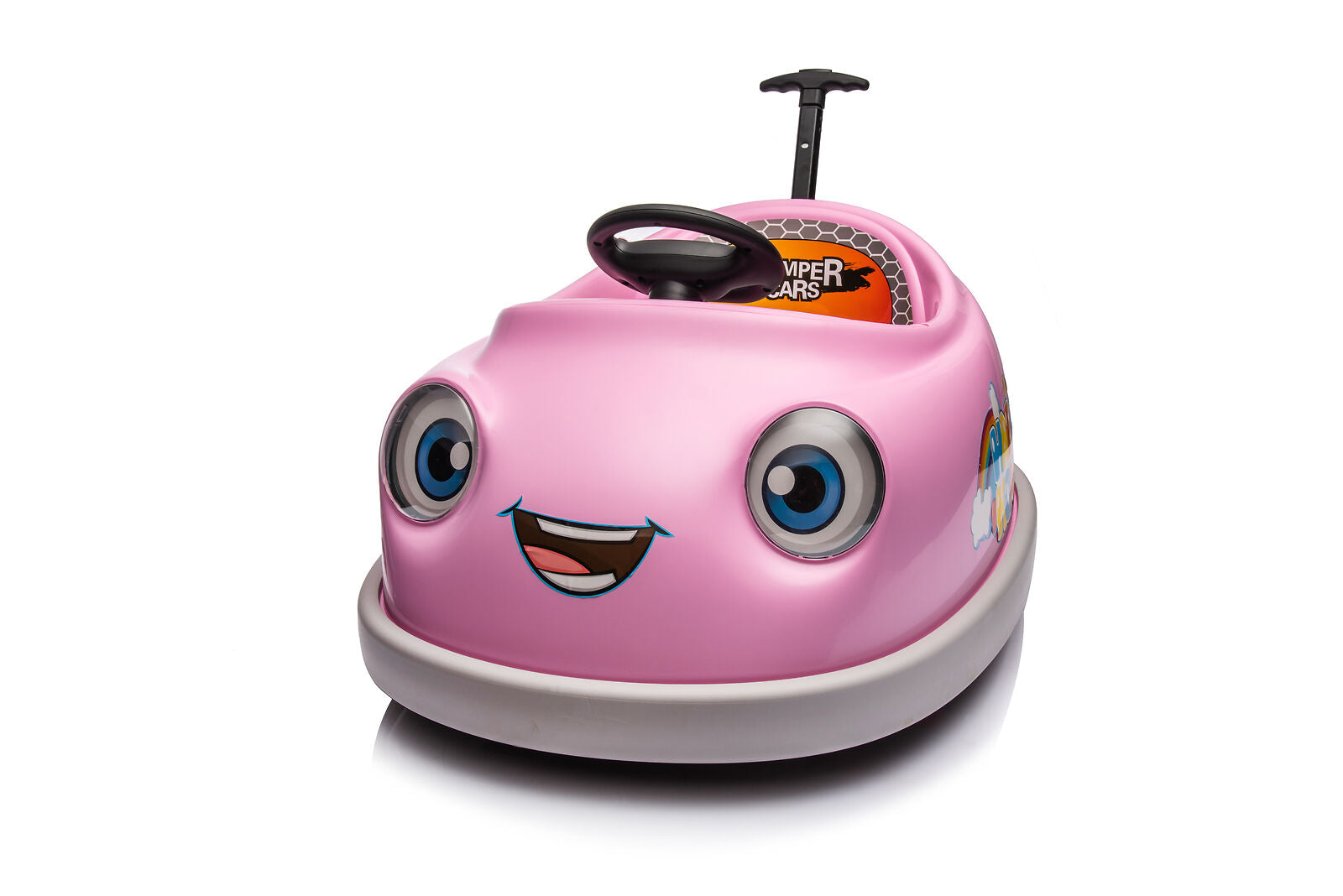 360° Pink Bumper Car Ride-On Toy with LED Remote Control for Kids (12V)