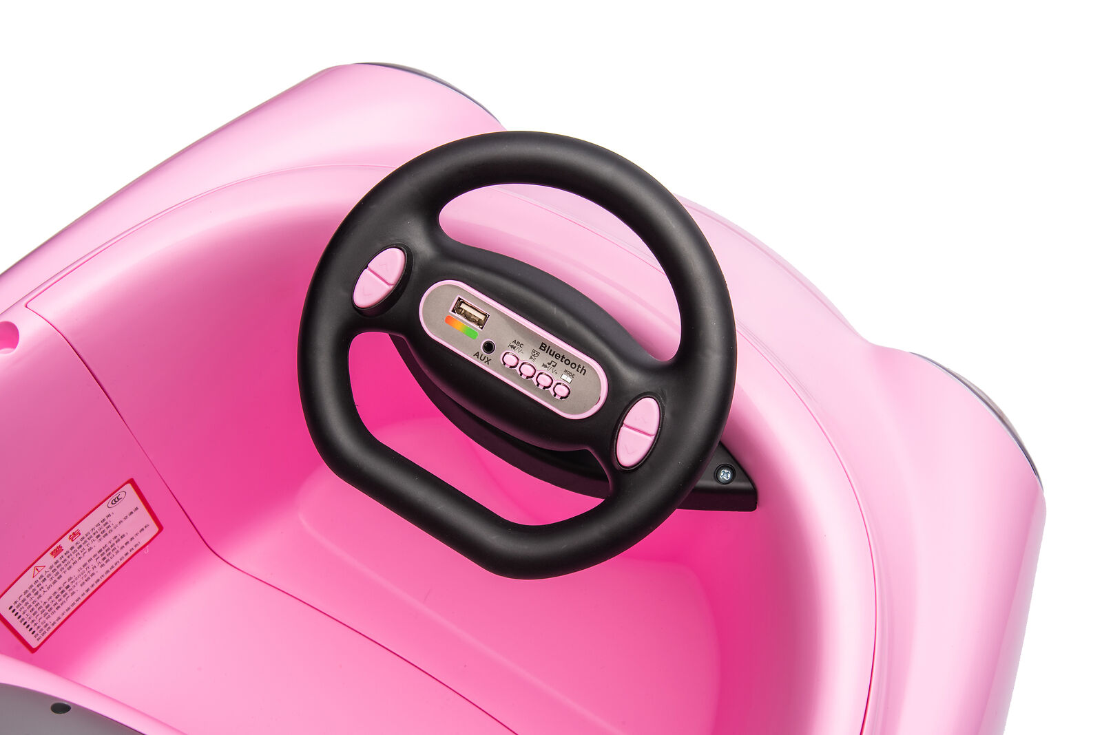 360° Pink Bumper Car Ride-On Toy with LED Remote Control for Kids (12V)