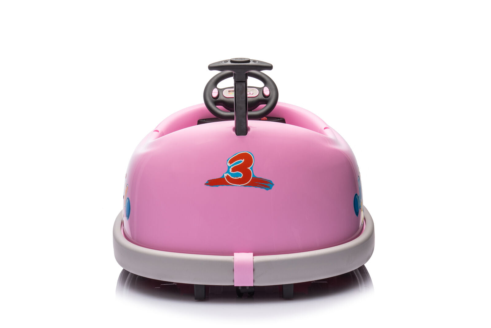 360° Pink Bumper Car Ride-On Toy with LED Remote Control for Kids (12V)