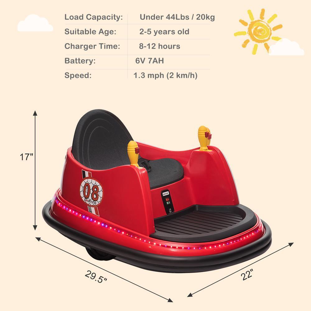 360° Remote Control Bumper Car for Kids - Red