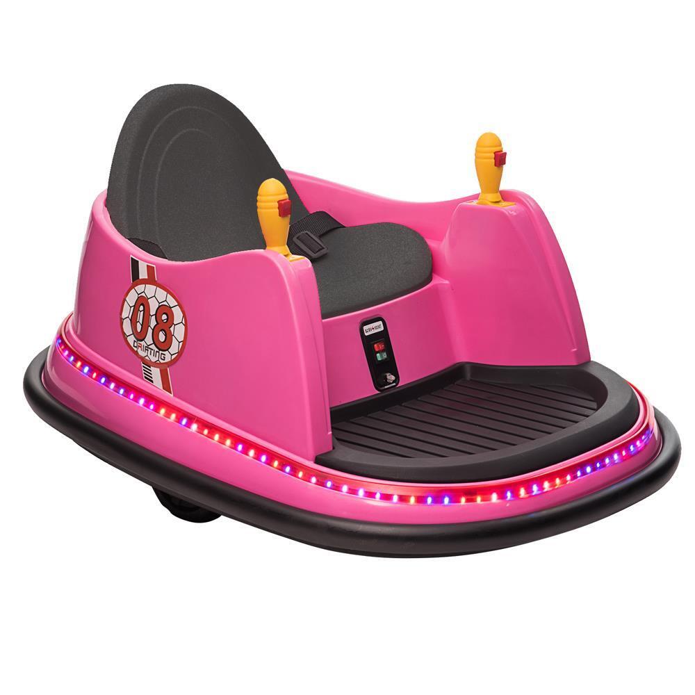 360° Remote Control Pink Bumper Car Ride-On Toy for Kids Ages 6 and Up