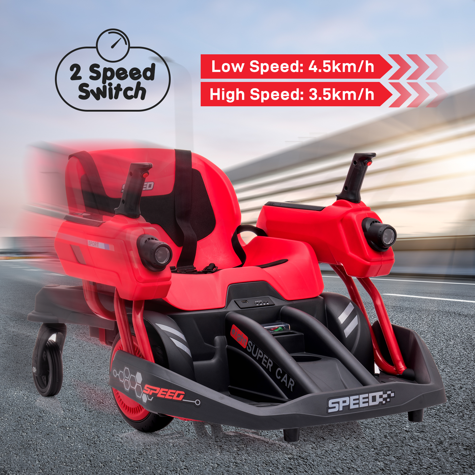 360° Rotating Ride-On Car for Kids with Dual Steering Control and Remote