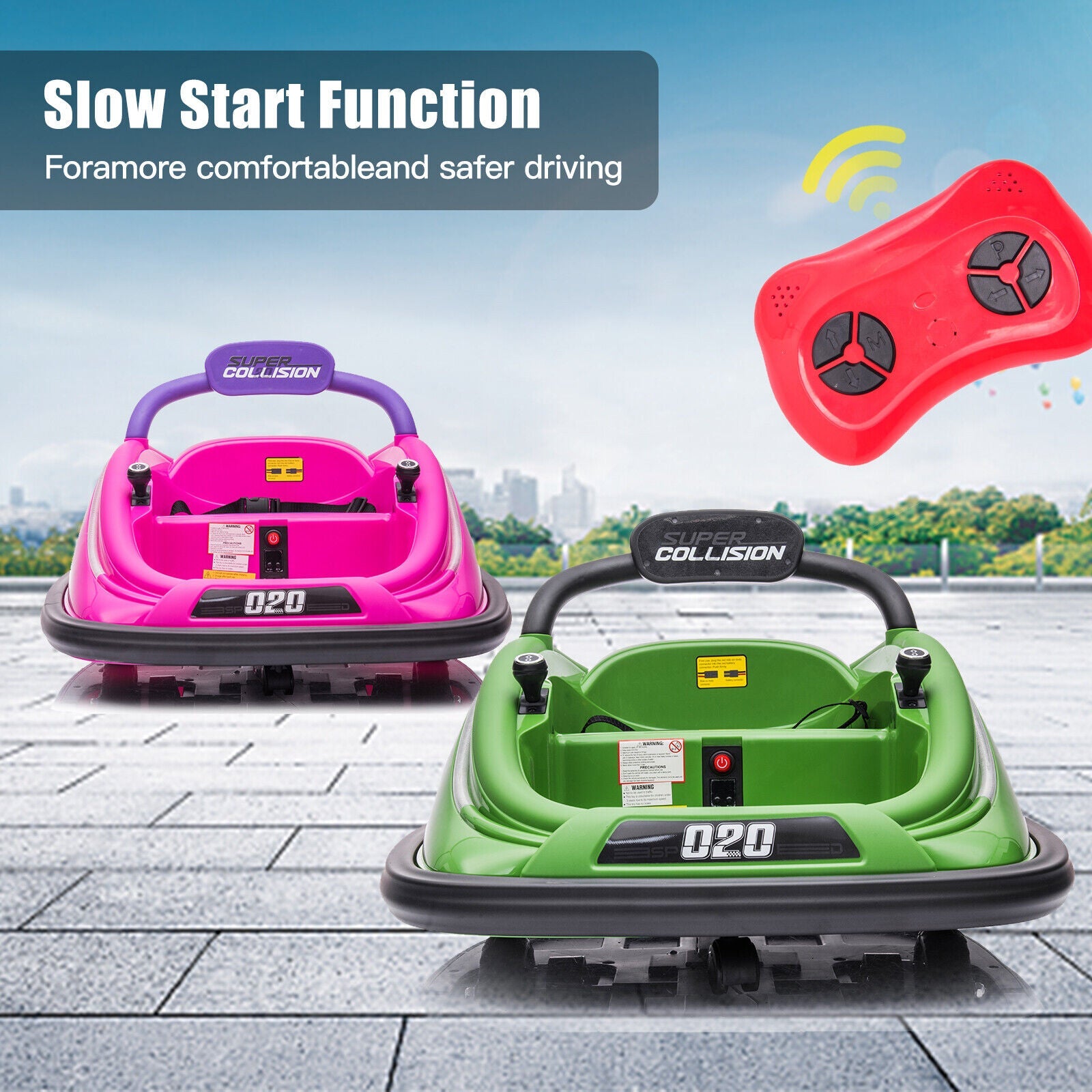 360° Spin Electric Bumper Car for Kids & Toddlers with Remote Control - 2 Modes, 12V Power