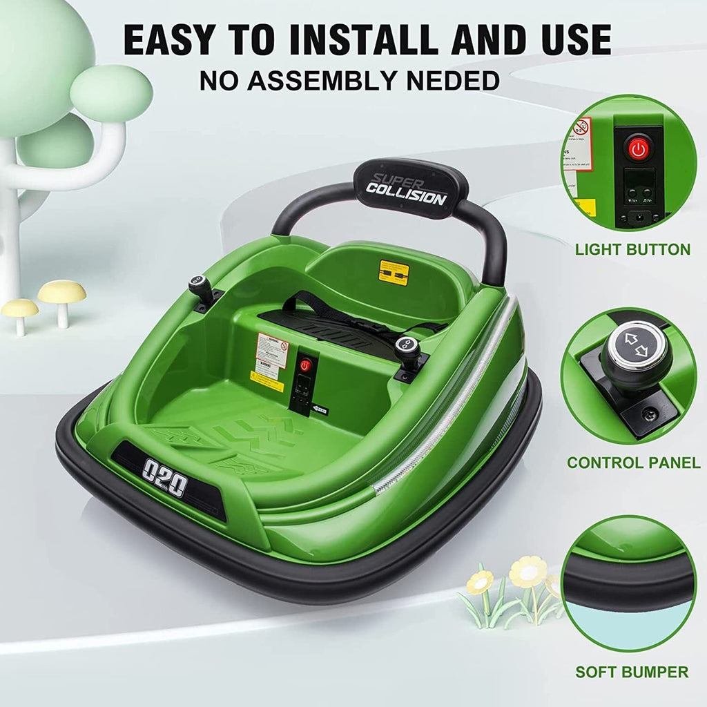 360° Spin Electric Bumper Car for Kids with Remote Control - 12V Toy Vehicle