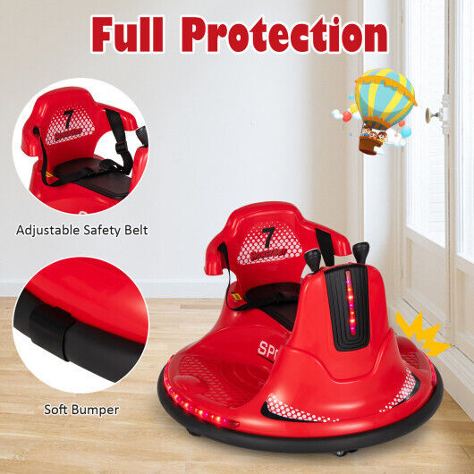 360 Spin Electric Ride-On Bumper Car for Kids and Toddlers - Red