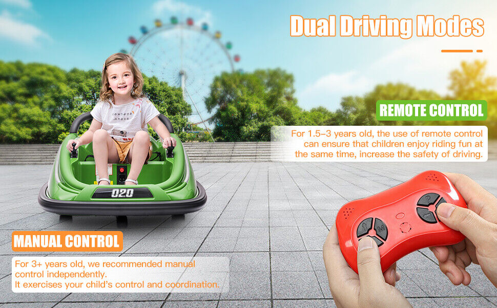 360° Spin Electric Ride-On Car for Kids with Remote Control - Bumper Vehicle Toy (12V)