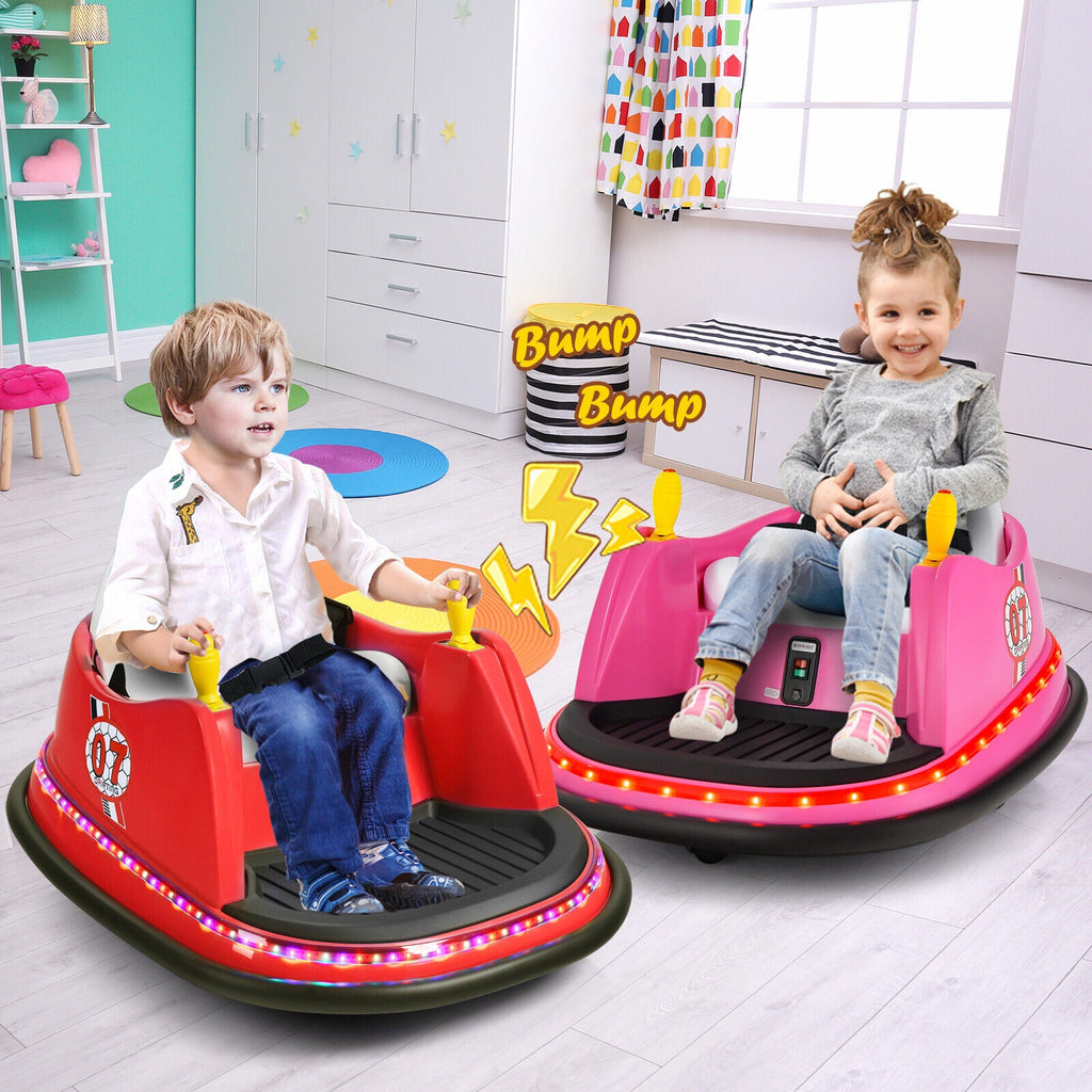 360° Spin Race Bumper Car 12V Toy with Remote Control - Pink