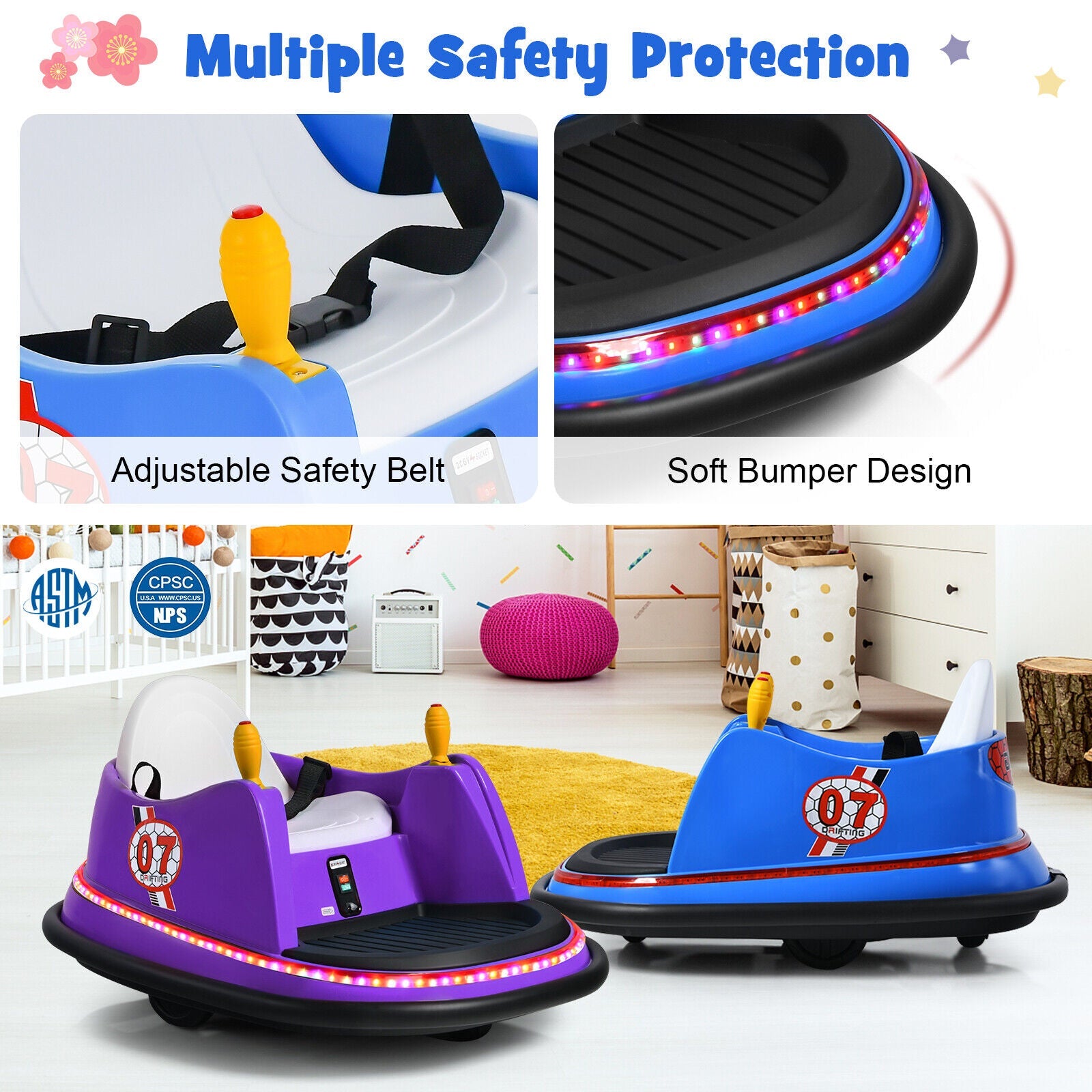 360° Spin Race Bumper Car Ride-On Toy for Kids with Remote Control - 12V Vehicle