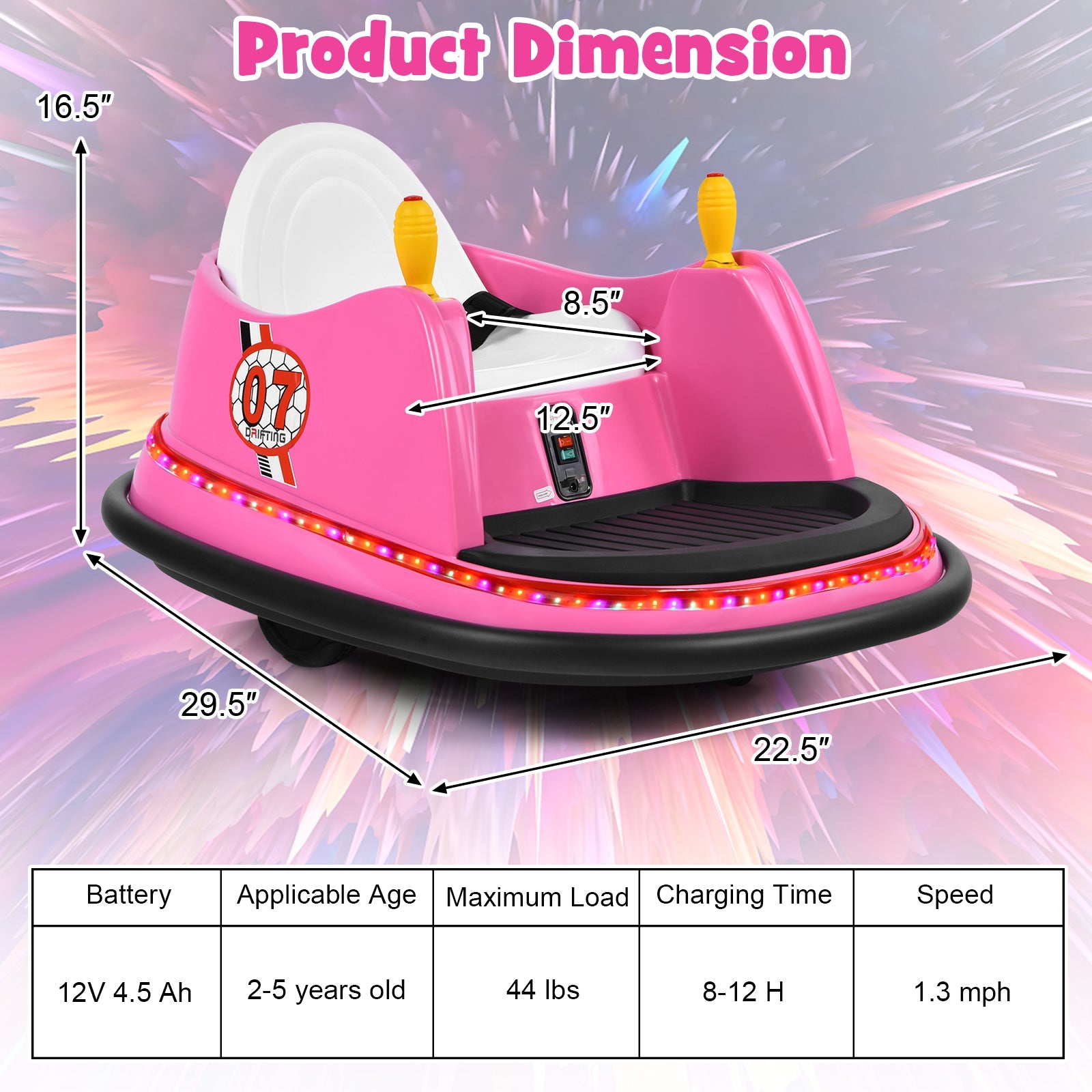 360° Spin Race Bumper Car Ride-On Toy for Kids with Remote Control - 12V Vehicle