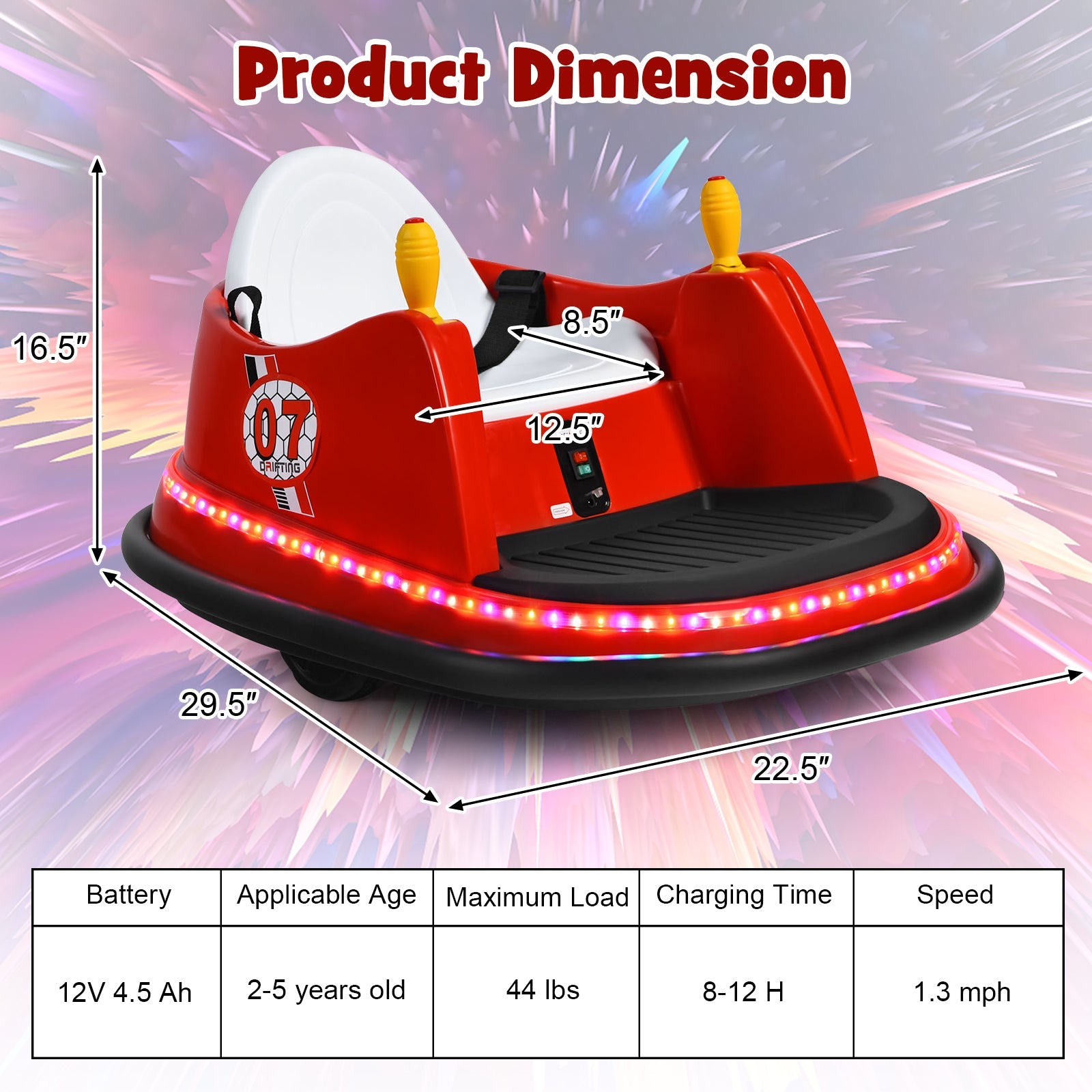 360° Spin Race Bumper Car Ride-On Toy for Kids with Remote Control - 12V Vehicle