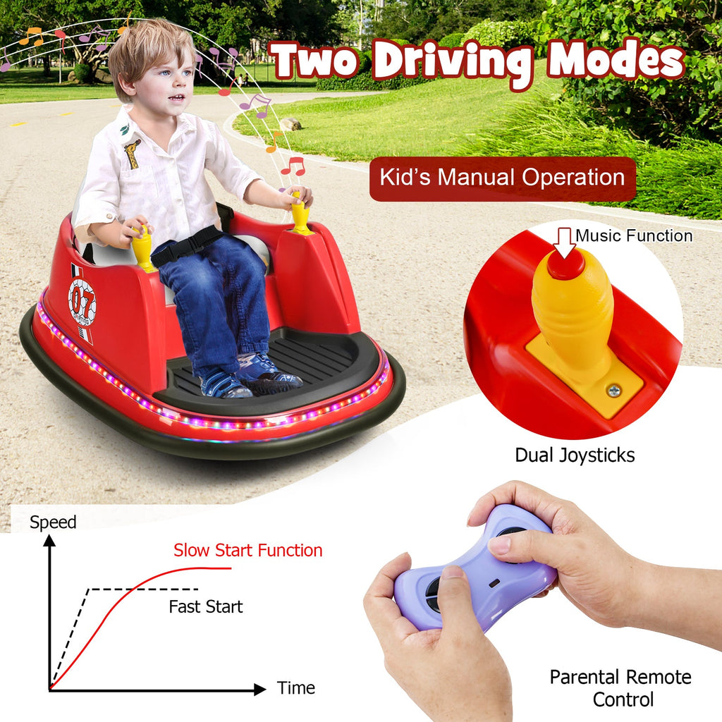 360° Spin Race Bumper Car Ride-On Toy for Kids with Remote Control - 12V Vehicle