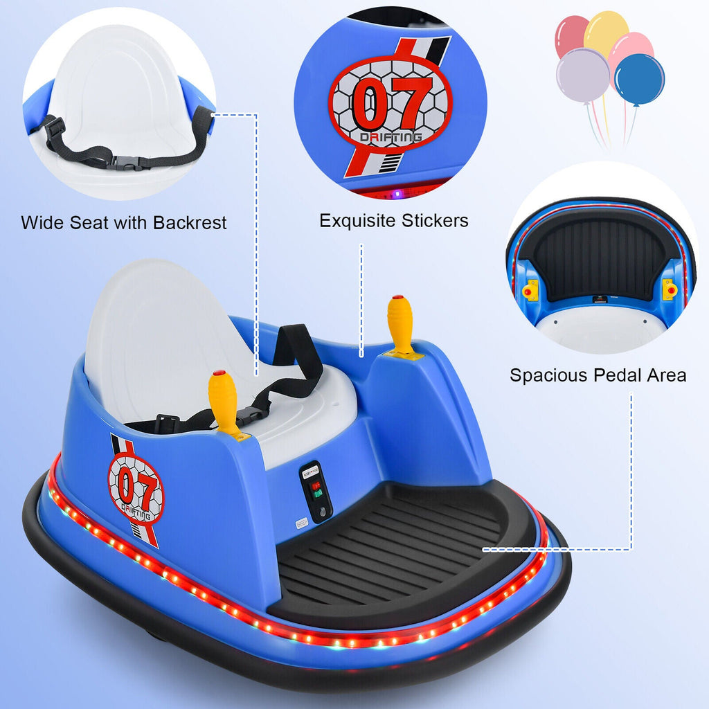 360° Spin Race Bumper Car Toy with Remote Control - 12V Blue Vehicle for Kids