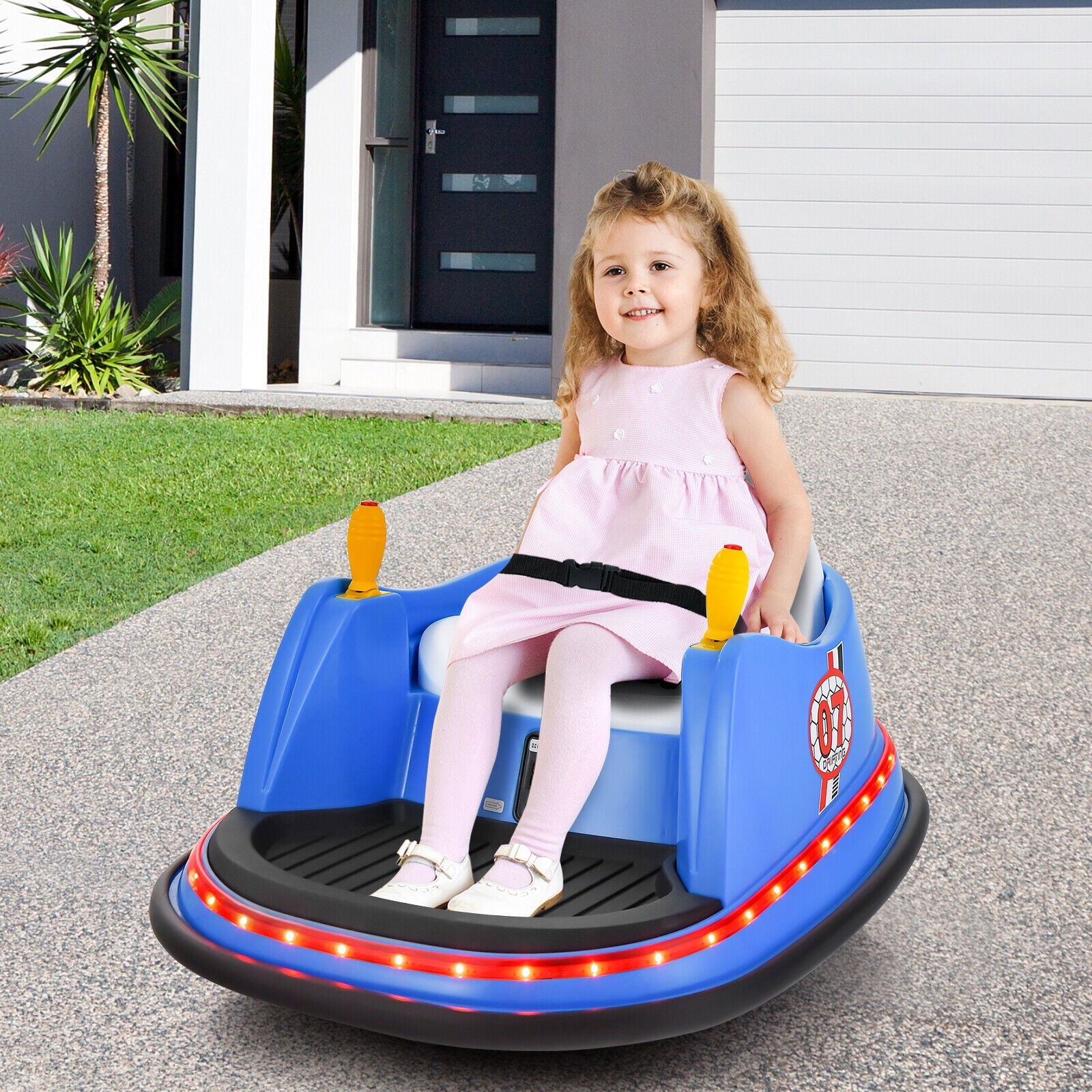 360° Spin Race Bumper Car Toy with Remote Control - 12V Blue Vehicle for Kids