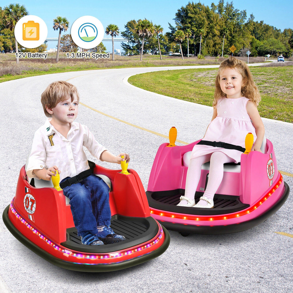 360° Spin Race Bumper Car Toy with Remote Control - 12V Red Vehicle for Kids