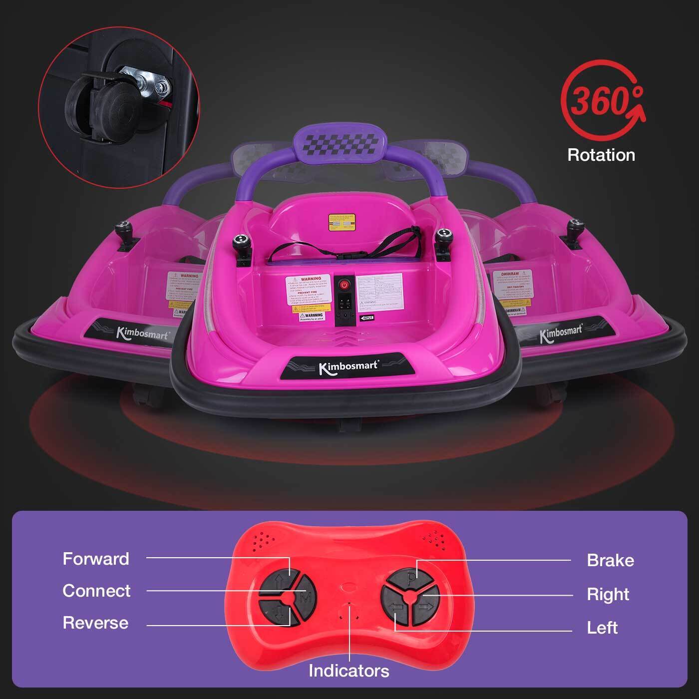 360° Spin Race Car for Kids with Remote Control and LED Lights - 6V Bumper Car Ride-On