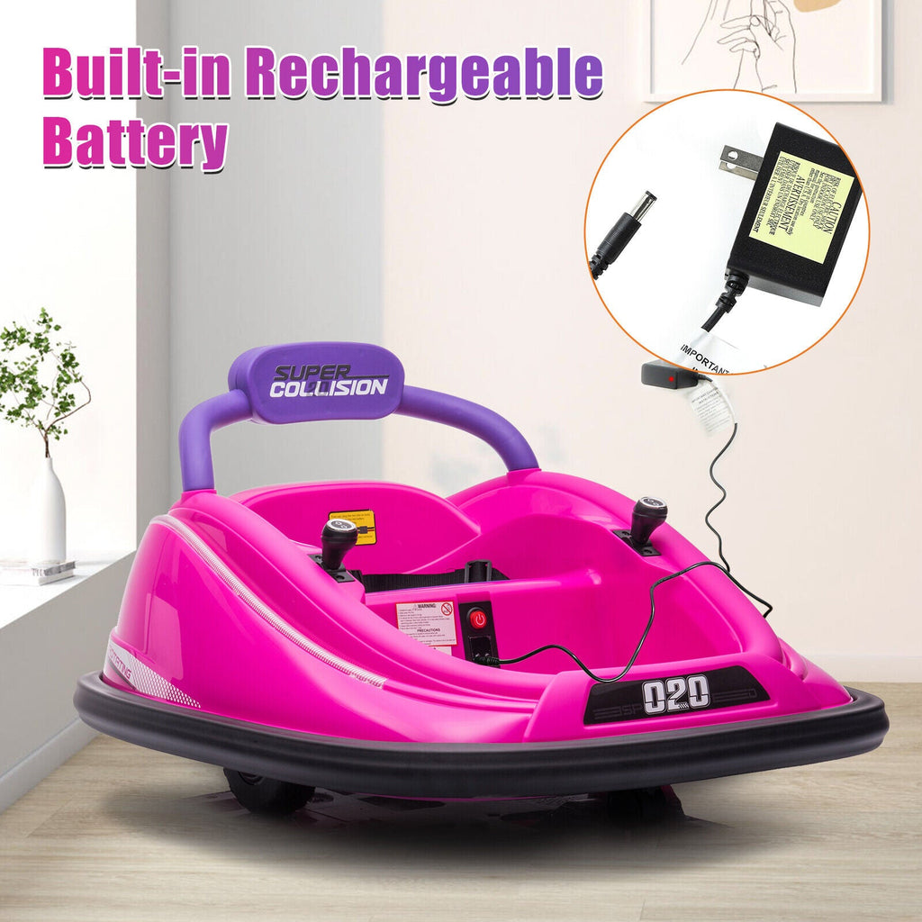 360° Spinning Electric Bumper Car for Kids with Remote Control and LED Lights - 12V