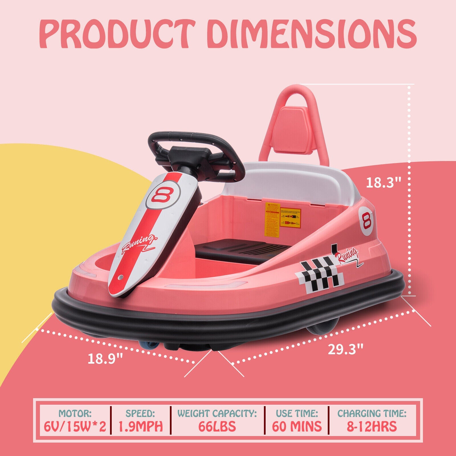 360° Spinning Electric Ride-On Bumper Car for Kids and Toddlers with 2-Speed Control