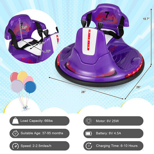 360?&deg; Spin Electric Ride On Car for Kids and Toddlers - Fun Bumper Car Experience!