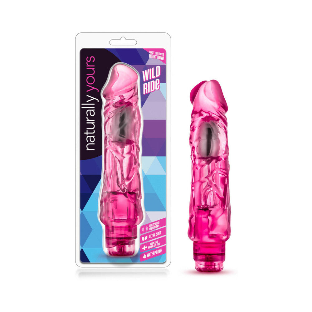 Naturally Yours Wild Ride Realistic 9 " Vibrating Dildo Pink
