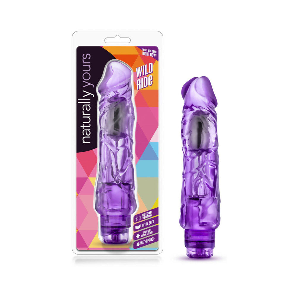 Naturally Yours Wild Ride Realistic 9 " Vibrating Dildo Purple
