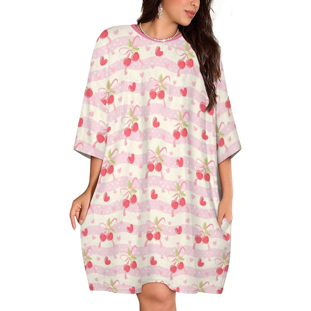 Pretty Stripe Cherry Soft Nightgown XL