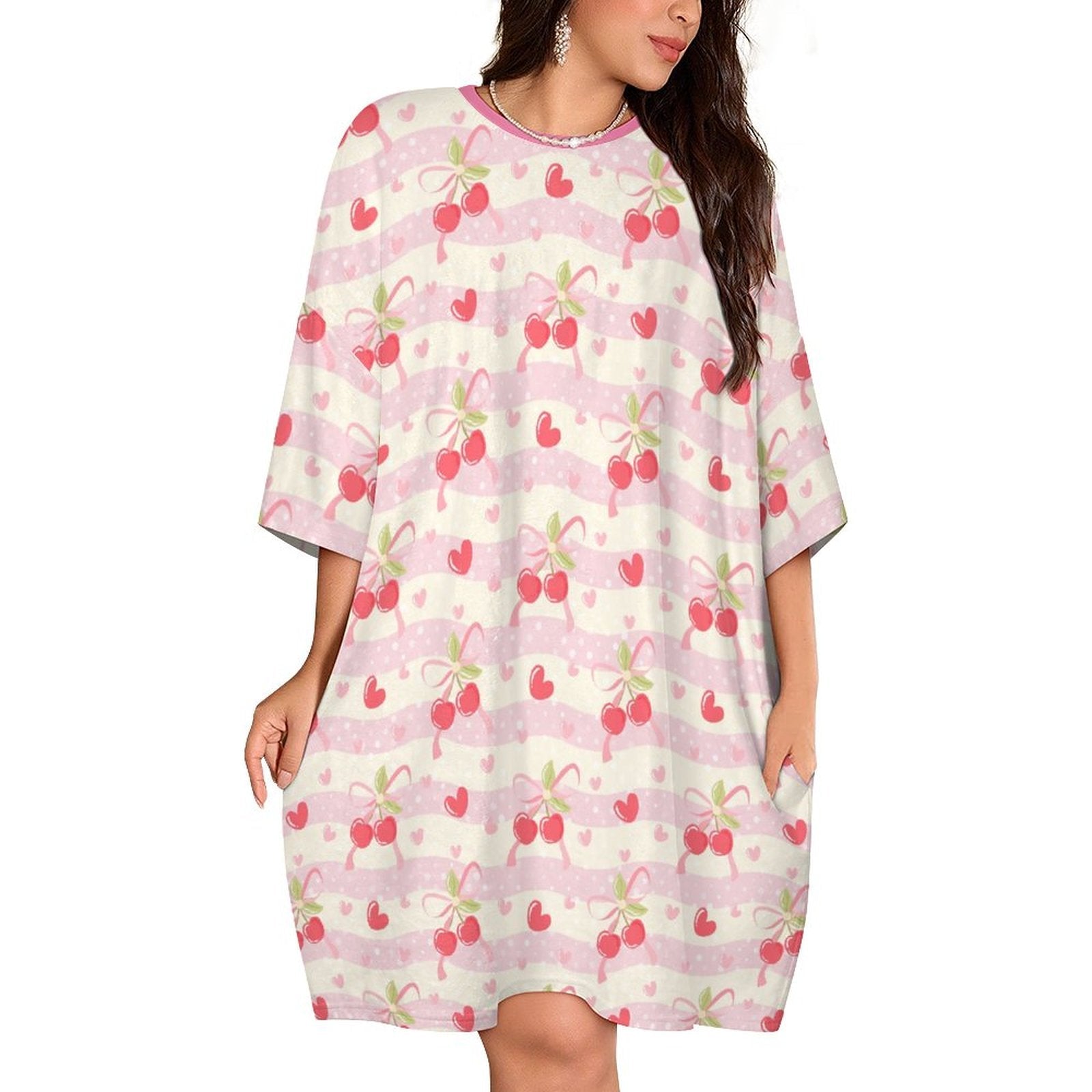 Pretty Stripe Cherry Soft Nightgown XL