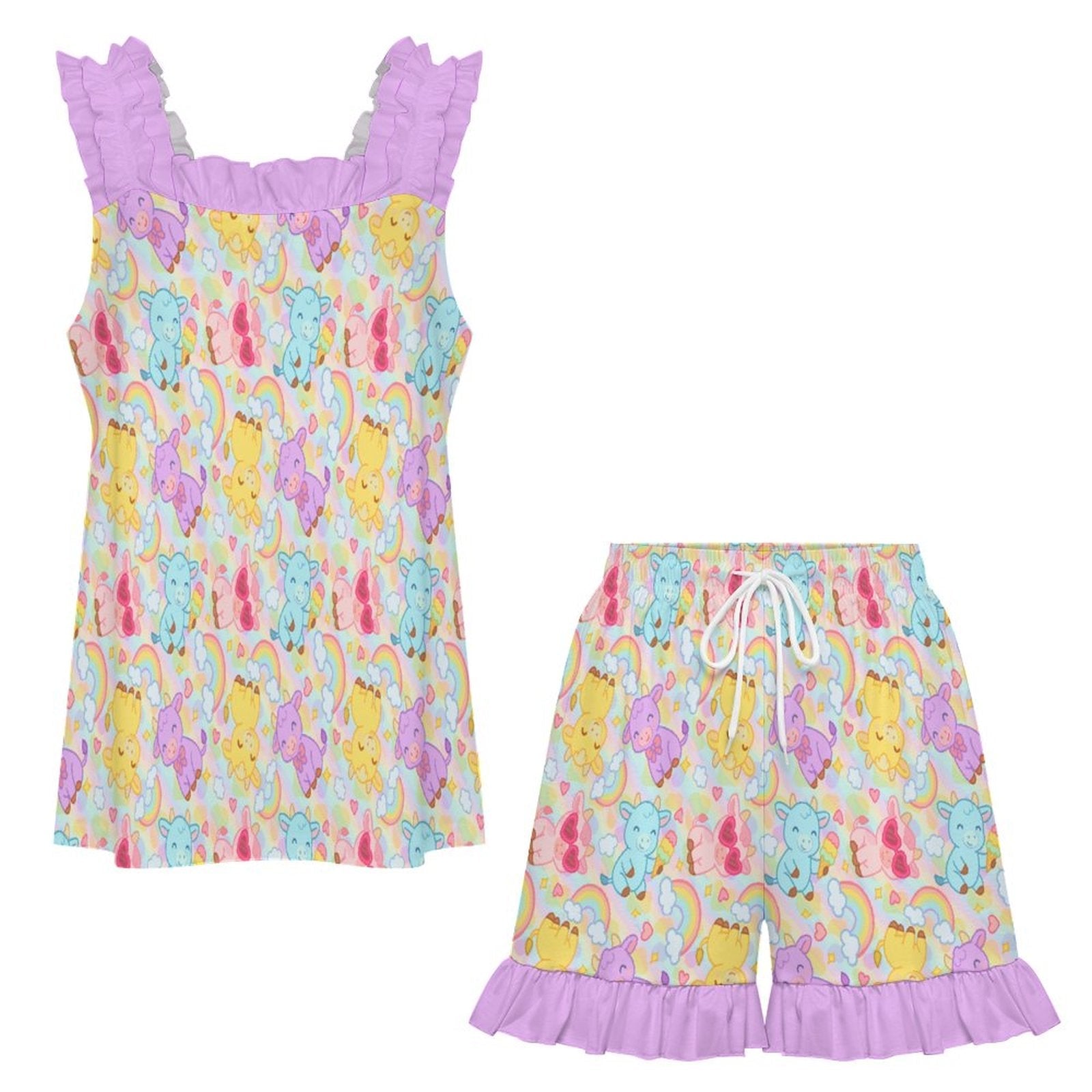 Rainbow Moobaby Ruffle Pajama Set