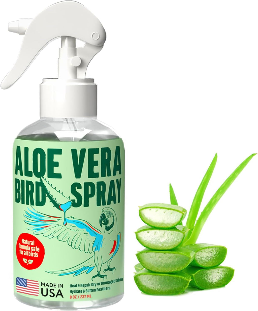 Aloe Vera Bird Spray Feather Skin Plumage Support 8.5oz USA Made
