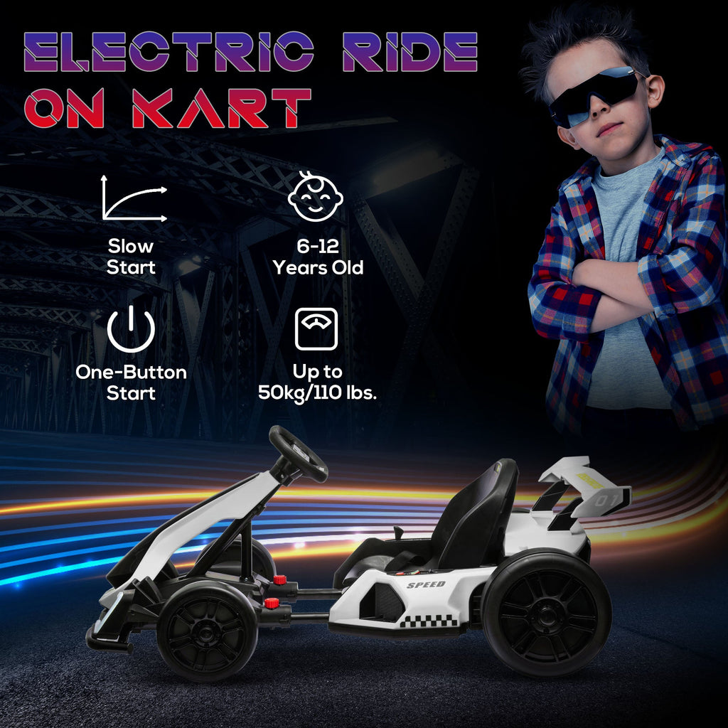 Adjustable Seat Electric Go Kart with Slow Start - 24V, 7.5 MPH