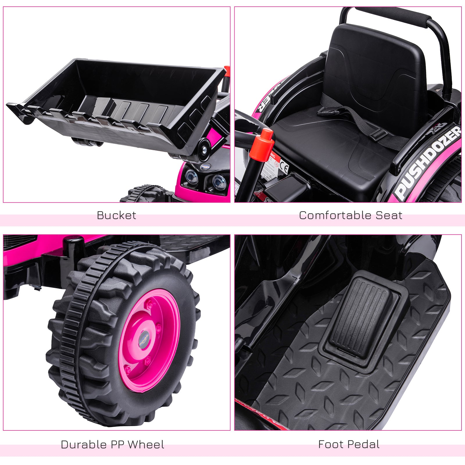 Excavator 6V Battery Tractor with Music and Headlight for Kids' Riding Fun