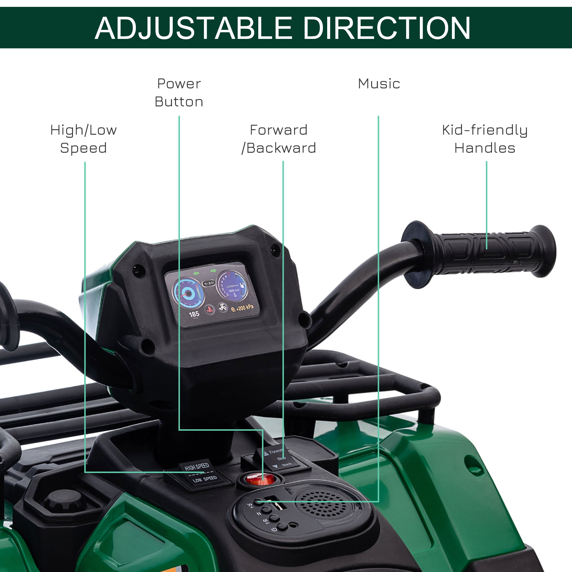 12V Kids ATV with Music, Headlights, and Forward/Backward Function - A Fun Ride for Young Adventurers!