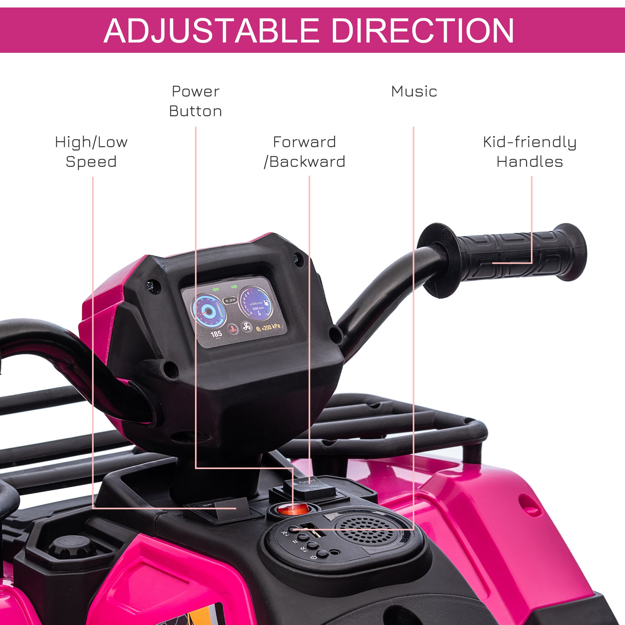 12V Kids ATV with Music, Headlights, and Forward/Backward Function - A Fun Ride for Young Adventurers!
