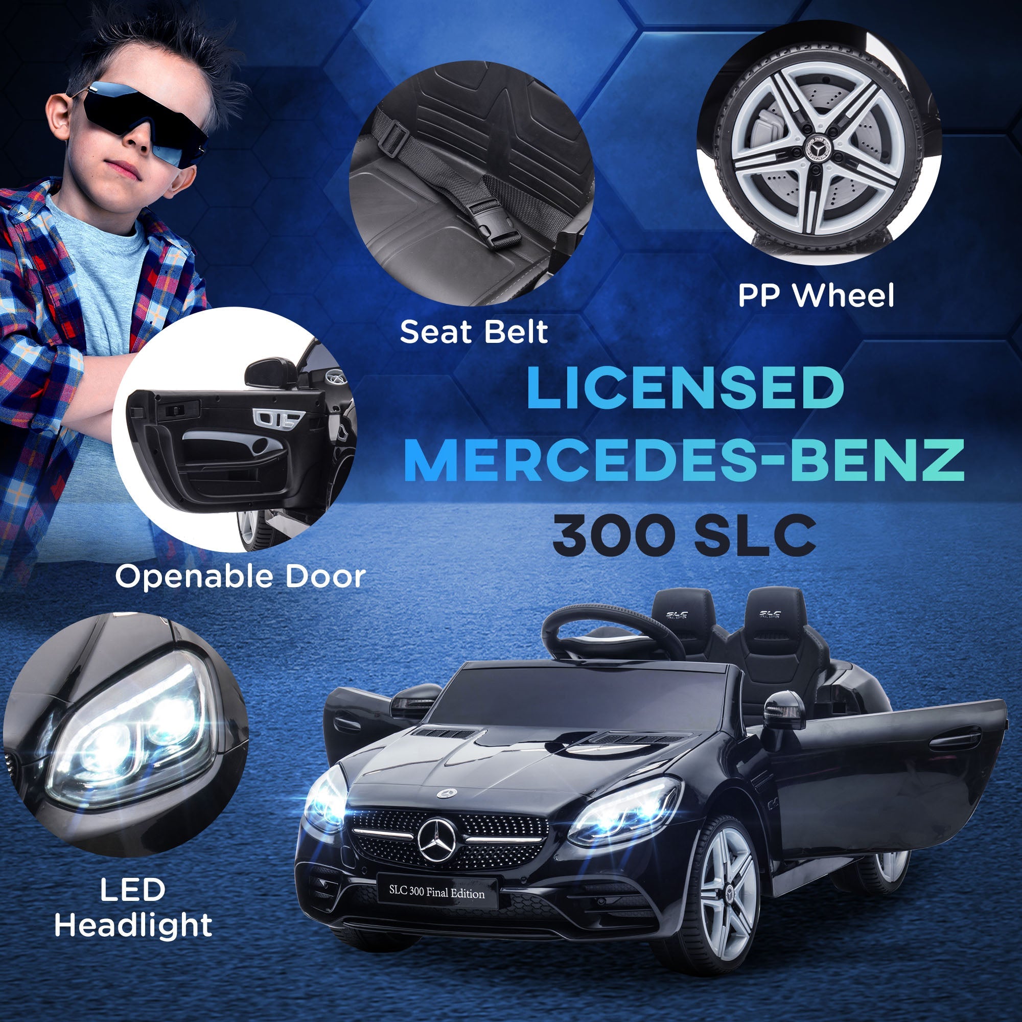 Electric Ride-On Car for Kids with Remote Control, Dual Motors, Music and Lights