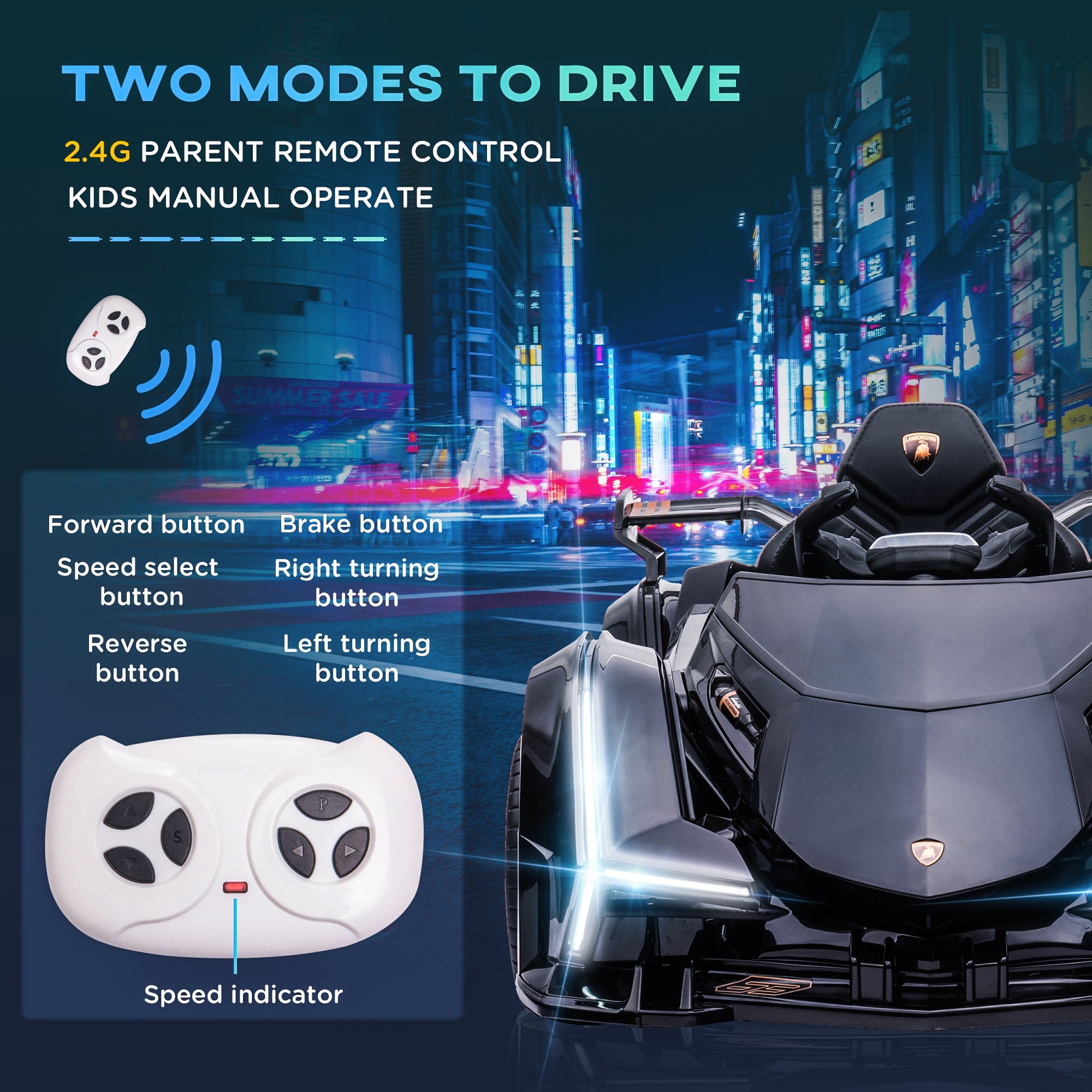 12V Lamborghini Kids Ride-On Sports Car with Remote Control