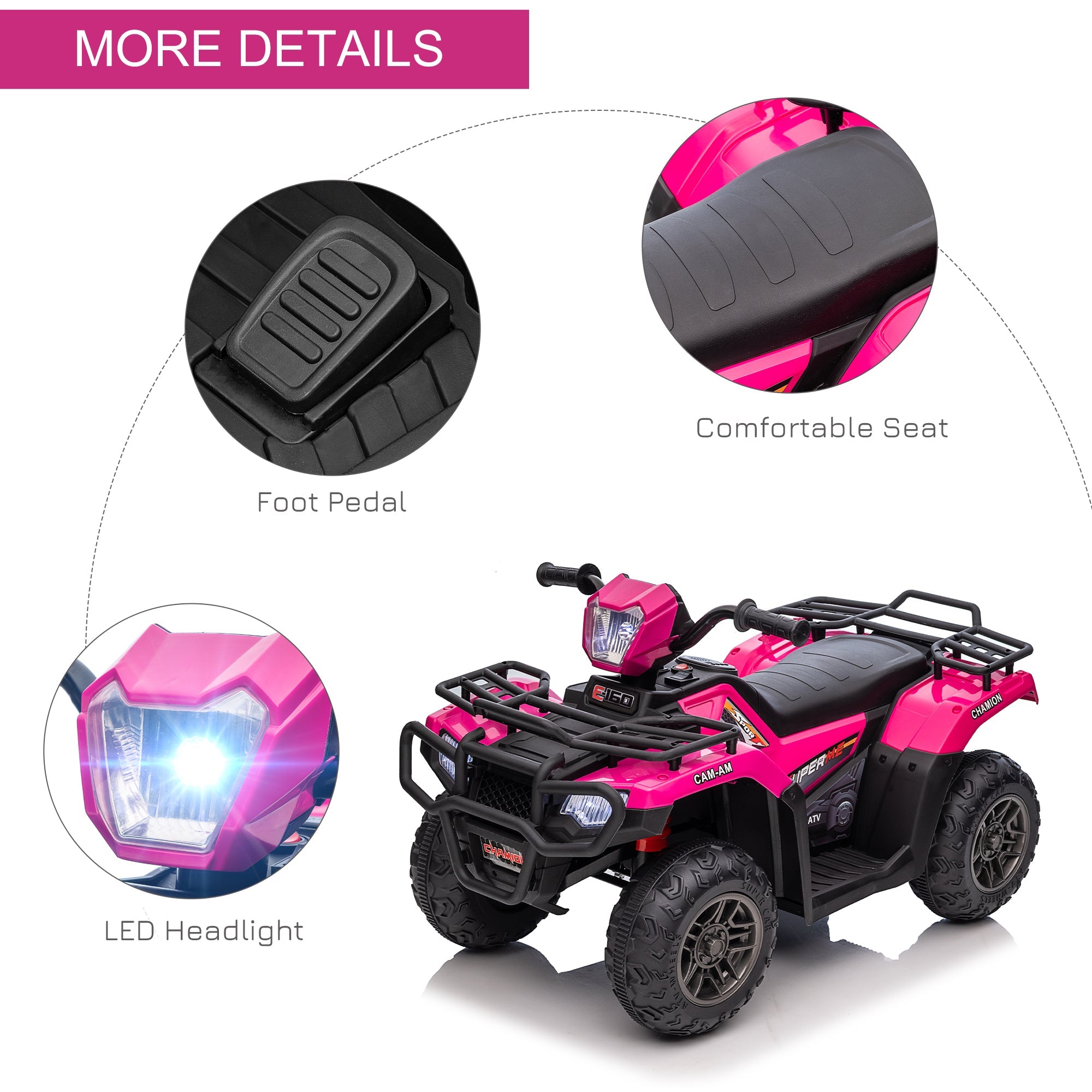 12V Kids ATV with Music, Headlights, and Forward/Backward Function - A Fun Ride for Young Adventurers!