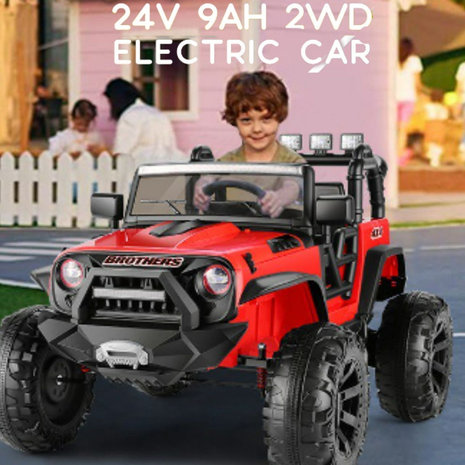 400W 2-Seater Electric Jeep for Kids with LED Lights and 3-Speed Options