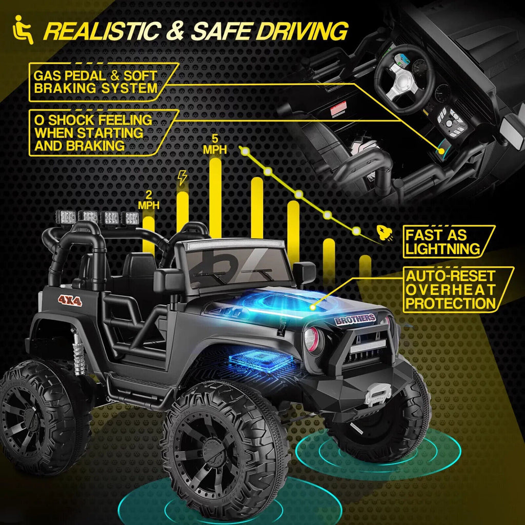 400W 2-Seater Electric Jeep for Kids with LED Lights and 3-Speed Options