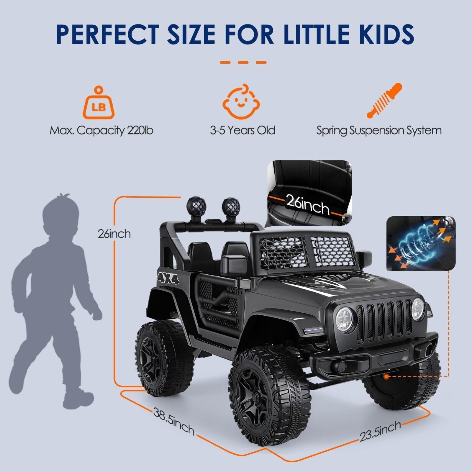 400W 2-Seater Electric Ride-On Truck with LED Lights and Music for Kids (24V)