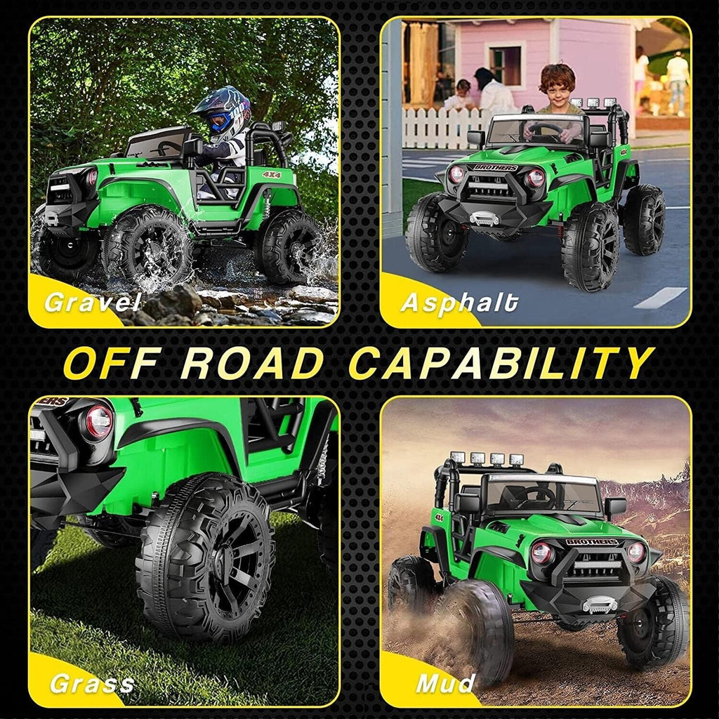 400W 2-Seater Electric Ride-On Truck with LED Lights for Kids - 24V Jeep Car