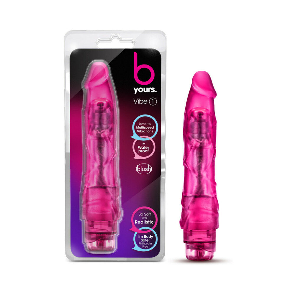 B Yours Vibe 1 Realistic 9 " Vibrating Dildo Pink