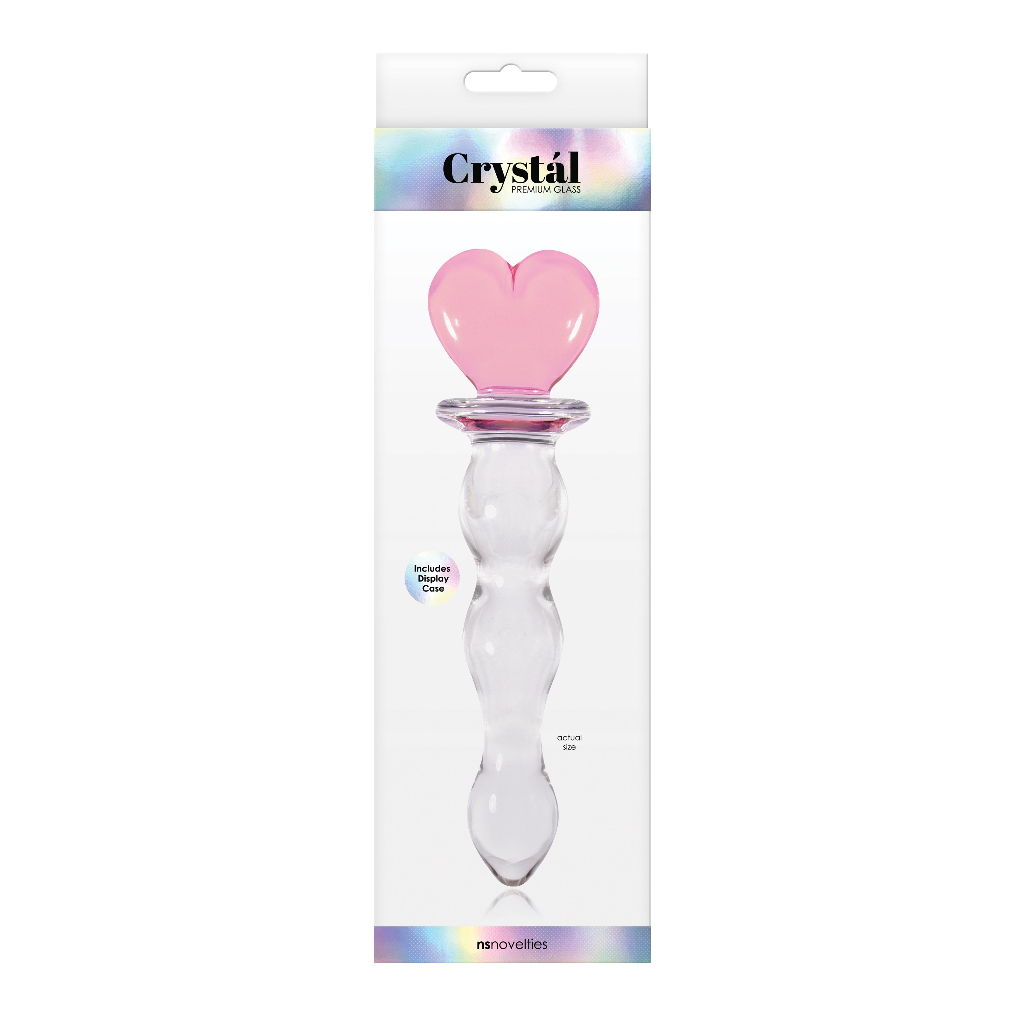 Crystal Heart of Glass 6 " Glass Dildo Pink/Clear