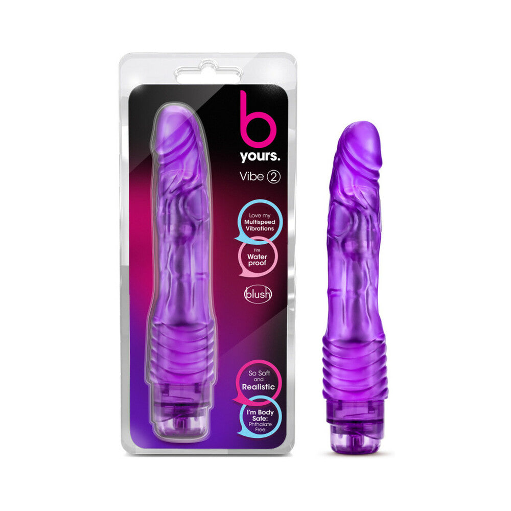 B Yours Vibe 2 Realistic 9 " Vibrating Dildo Purple