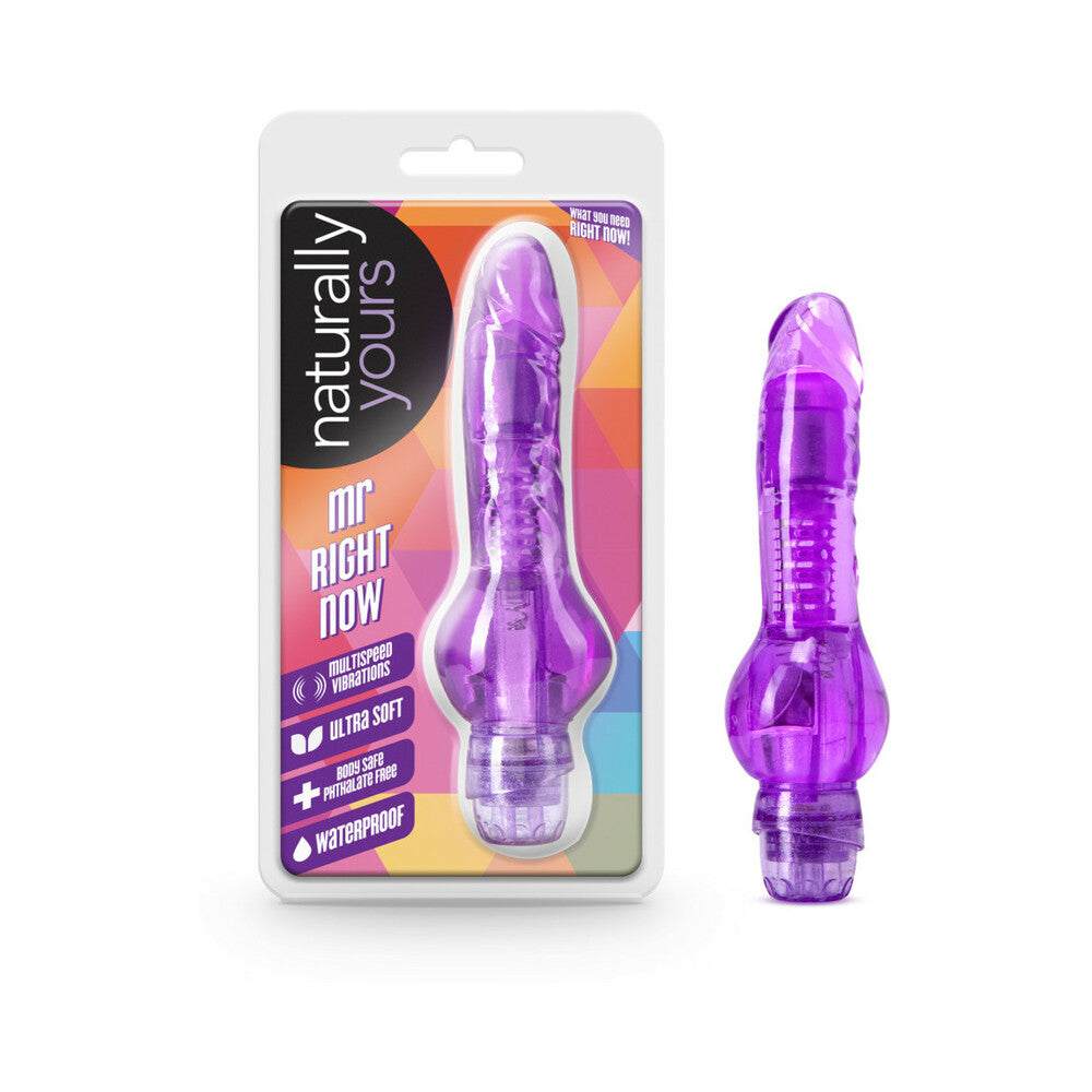 Naturally Yours Mr. Right Now 6.5 " Vibrating Dildo Purple