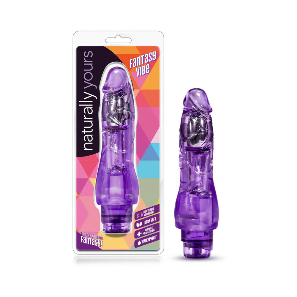 Naturally Yours Fantasy Vibe Realistic 8.5 " Vibrating Dildo Purple