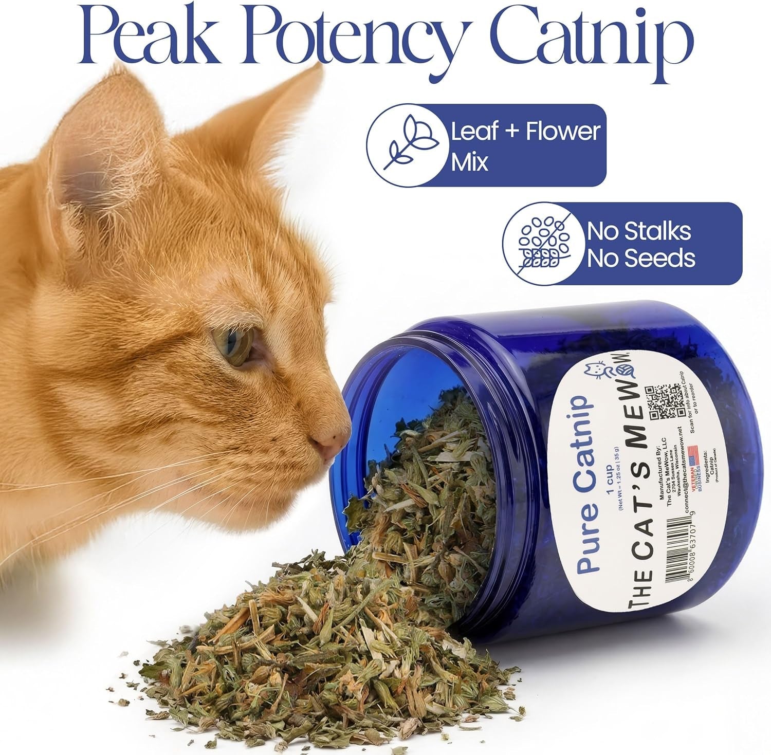 Pure Catnip for Cats North American Grown Fresh Catnip Jar
