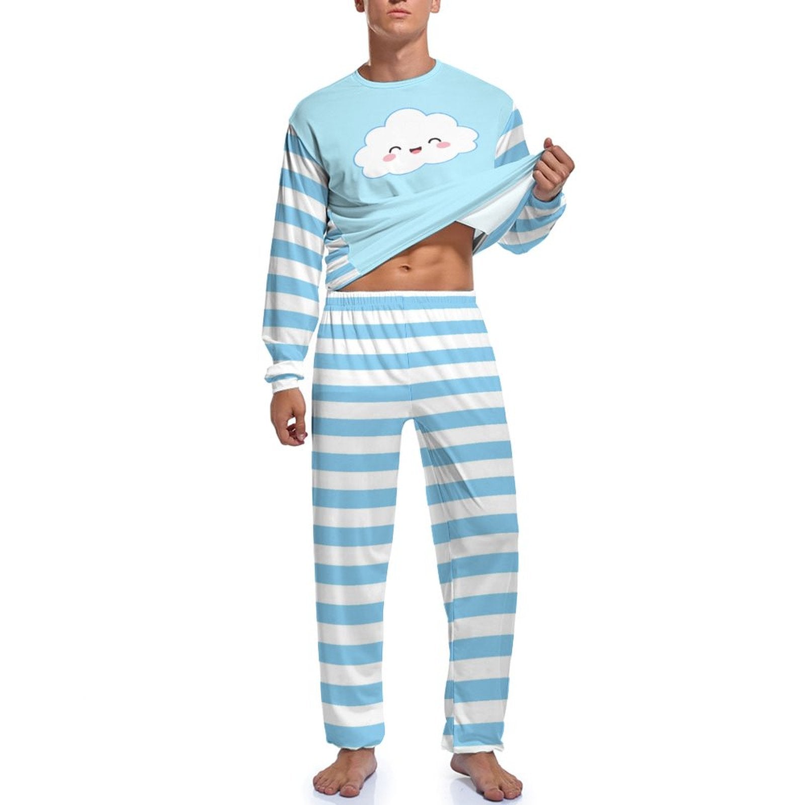 Kawaii Cloud Stripe Pajamas Set